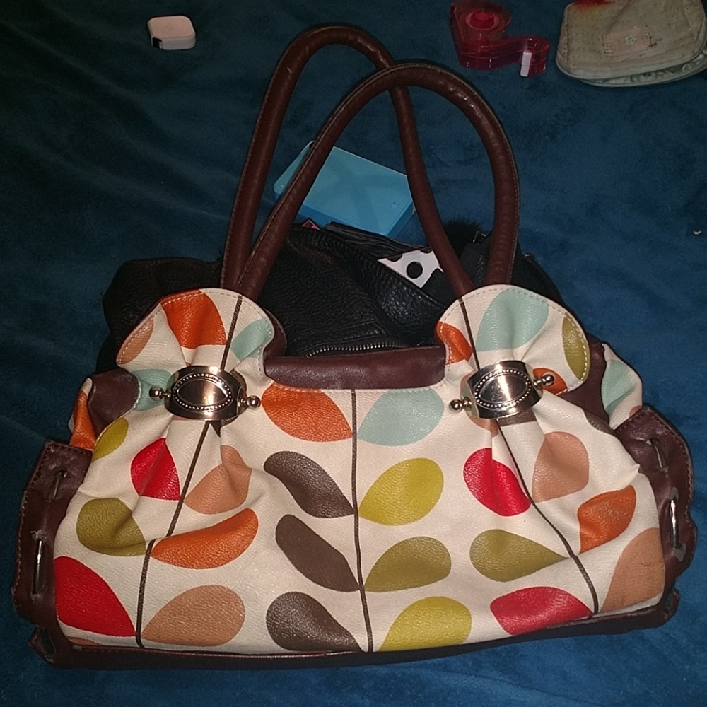Leaf multicolor polka dot purse
